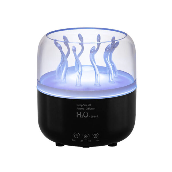 V77 creative anemone-shaped colorful light humidifier, new USB-powered household air humidifier, electric rotating jellyfish-shaped aromatherapy machine, essential oil indoor atomizer diffuser, plug-in, suitable for car use
