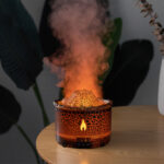 V19 Creative Volcano Shape Diffuser Humidifier Volcano Ultrasonic USB Flame Humidifier Essential Oil Fire Aroma Diffuser