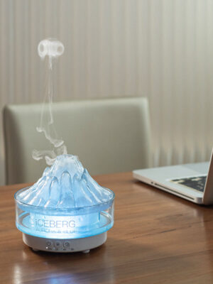 V33C Volcano Shape Essential Oil Diffuser Round Aromatherapy Ultrasonic Volcano Humidifier 7 Color Changing LED Aroma Diffuser Humidifier