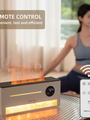 HY-282 Rock 3D Simulation Humidifier Salt Stone Flame Humidifier Aromatherapy Diffuser 250ml