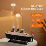 V75 New Sailor Gift Titanic Smoke Ring Aroma Diffuser Smart Home Fragrance Boat Design Jellyfish Air Humidifier