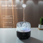 V77 creative anemone-shaped colorful light humidifier, new USB-powered household air humidifier, electric rotating jellyfish-shaped aromatherapy machine, essential oil indoor atomizer diffuser, plug-in, suitable for car use