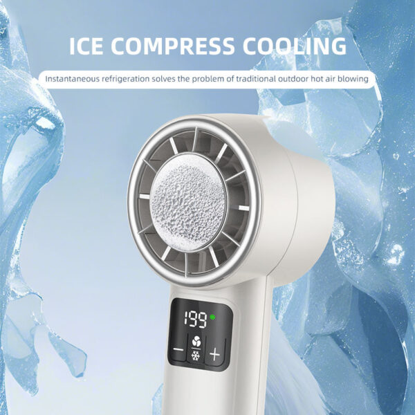F2 Outdoor Summer Turbo Cooling Air Conditioner Mini Portable Rechargeable Hanging Cooling Fan 10000 rpm High Speed ​​Motor/Ice Compress/Digital Display/Stepless Air Adjustment