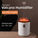 V26 Volcano Shape Humidifier C-Shaped Mini Ultrasonic Humidifier with 7-Color LED Night Light and Air Humidification Function
