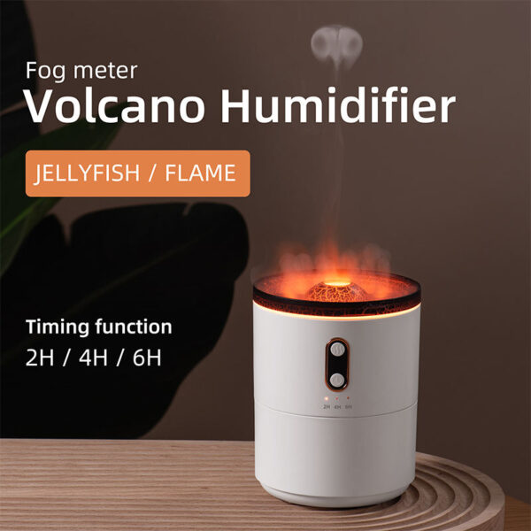 V26 Volcano Shape Humidifier C-Shaped Mini Ultrasonic Humidifier with 7-Color LED Night Light and Air Humidification Function
