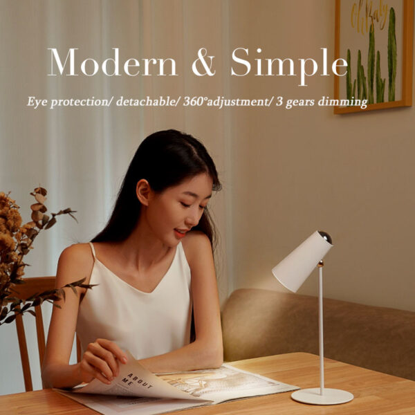 D9 Sunset Desk Lamp, a modern, creative, detachable LED desk lamp with rechargeable battery and wireless charging function; eye-friendly design