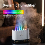 257 Hot Sale Voice Control USB Party Time Running Rainbow Light Smart Ultrasonic Diffuser 900ml Flame Dynamic Air Humidifier