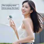 F1 Outdoor rechargeable, hands-free cooling fan with 6 blades; portable, handheld mini fan for summer cooling