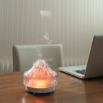 V33C Volcano Shape Essential Oil Diffuser Round Aromatherapy Ultrasonic Volcano Humidifier 7 Color Changing LED Aroma Diffuser Humidifier