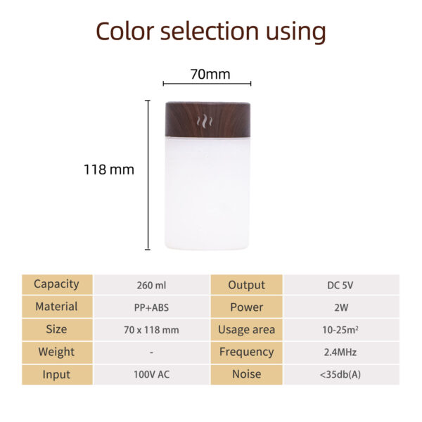 YX-049 Household Commercial Car Air Freshener Essential Oil LED Light Air Humidifier 255ML Humidifier Cool Mist Manufacturing