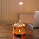 V19 Creative Volcano Shape Diffuser Humidifier Volcano Ultrasonic USB Flame Humidifier Essential Oil Fire Aroma Diffuser