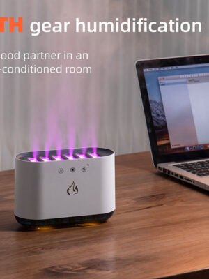 257 Hot Sale Voice Control USB Party Time Running Rainbow Light Smart Ultrasonic Diffuser 900ml Flame Dynamic Air Humidifier