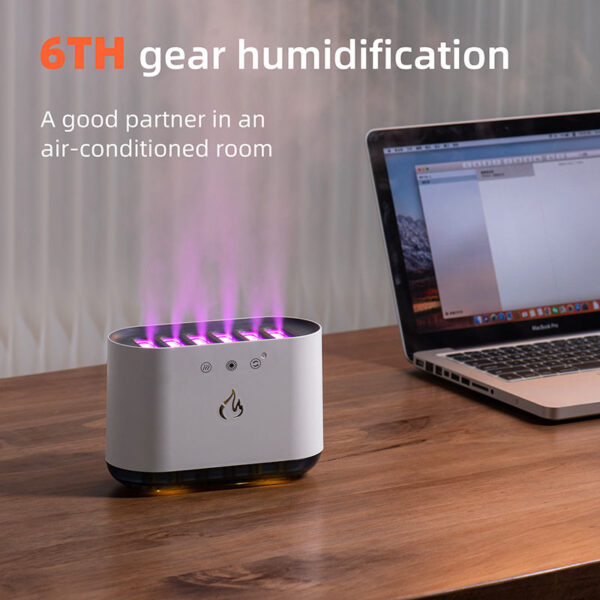 257 Hot Sale Voice Control USB Party Time Running Rainbow Light Smart Ultrasonic Diffuser 900ml Flame Dynamic Air Humidifier