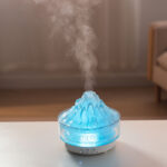 V33C Volcano Shape Essential Oil Diffuser Round Aromatherapy Ultrasonic Volcano Humidifier 7 Color Changing LED Aroma Diffuser Humidifier
