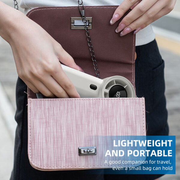 F1 Outdoor rechargeable, hands-free cooling fan with 6 blades; portable, handheld mini fan for summer cooling