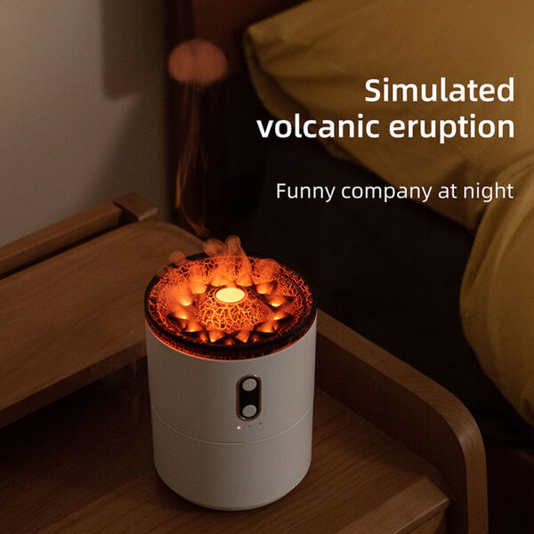 V26 Volcano Shape Humidifier C-Shaped Mini Ultrasonic Humidifier with 7-Color LED Night Light and Air Humidification Function