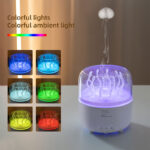 V77 creative anemone-shaped colorful light humidifier, new USB-powered household air humidifier, electric rotating jellyfish-shaped aromatherapy machine, essential oil indoor atomizer diffuser, plug-in, suitable for car use